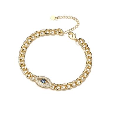 China TRENDY Custom Bracelet Fashion Personalized Women's Jewelry Bracelet Brass Diamond 18K Plated Evil Eye Bracelet for sale