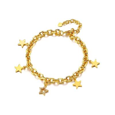 China TRENDY Customized Bracelet Fashion Personalized Women's Jewelry Star Bracelet Copper Diamond 18K Gold Plated Charming Bracelet Girl for sale