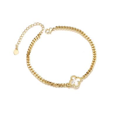 China TRENDY Customized Bracelet Fashion Personalized Women's Jewelry Four leaf Grass Bracelet Copper Diamond 18K Gold Plated Bracelet for sale