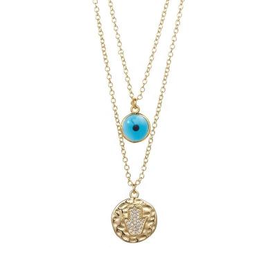 China Europe and America Custom Necklace High Quality Fashion Personality Charm Necklace 18k Gold Plated Evil Eye Layered Necklace for sale