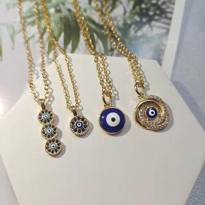 China Europe and America Custom Necklace High Quality Fashion Personality Jewelry Necklace 18k Gold Plated Evil Eye Necklace for sale