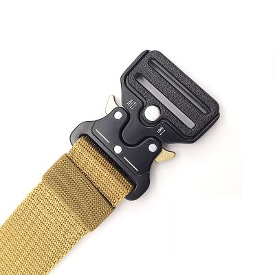 China 2021 OEM ODM Canvas Nylon Single Buckle Automatic Belt 3.8M Outdoor Tactical Security Belt for sale