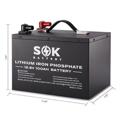 China 12V 100Ah Metal Lithium Iron Phosphate Deep Cycle LiFePO4 Battery Perfect For Solar RV Marine Overland Caravan Home Storage Battery for sale