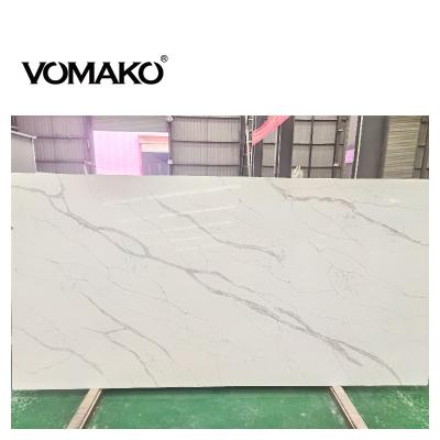 China Eco-friendly White / Multi-colors Calacatta Artificial Quartz Slabs With Light Gray Veins For Kitchen Vanity Top Sink for sale