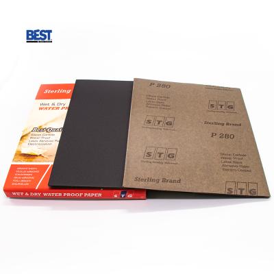 China STG brand silicon carbide polishing waterproof wet&dry wood emery paper for sale