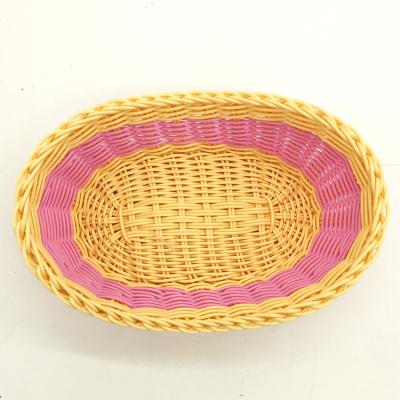 China TSINGBUY Sustainable Oval Plastic Rattan Basket Wicker Basket Bread Basket TSBK65 for sale