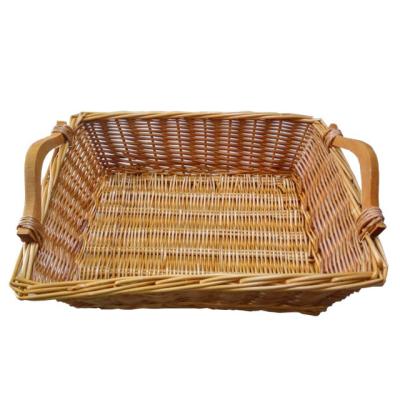 China Handmade Round Shallow Wicker Basket Storage 100% Natural High Quality Viable Decoration Wholesale for sale