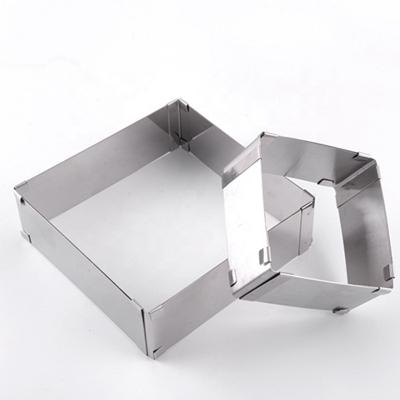 China Disposable Adjustable Rectangle Stainless Steel Mousse Cake Mold Ring Baking Tools for sale