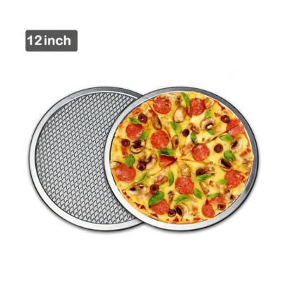 China 12 Inch Pizza Screen Wire Mesh Pizza Baking Tray Net Durable Aluminum Round Dish for sale