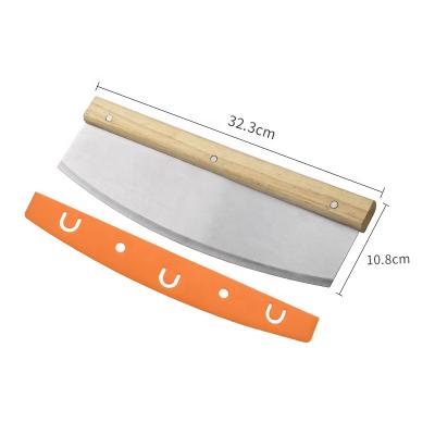 China Long Lasting Stainless Steel Blade Pizza Rocker Dough Cutter Wide Slicer Pizza Serving Tool Kit for sale