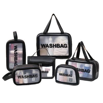 China Fashion Clear Fashion 6 Sets Women Cosmetic Outdoor Travel Filter Waterproof Transparent Frosted Makeup Bag Toiletry Bag Women Large for sale