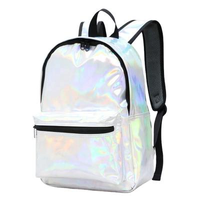 China Fashion Waterproof Laser Waterproof PU Logo Laptop Compartment College Lightweight Custom Leather Daypack Travel Backpack Girls School Bags for sale