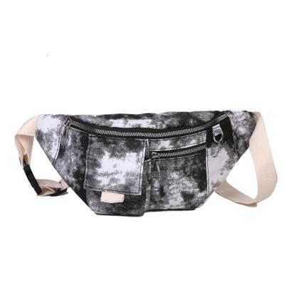 China Stylish Custom Canvas Fanny Pack Vintage Tie Dye Travel Softback Harajuku Style Casual Print Cross - Body Chest Waist Bag for sale