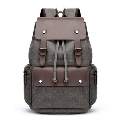 China 2022 Wholesale Newest Water Proof Mens Vintage Canvas Bags Custom Logo Large Capacity Travel Laptop Backpack for sale