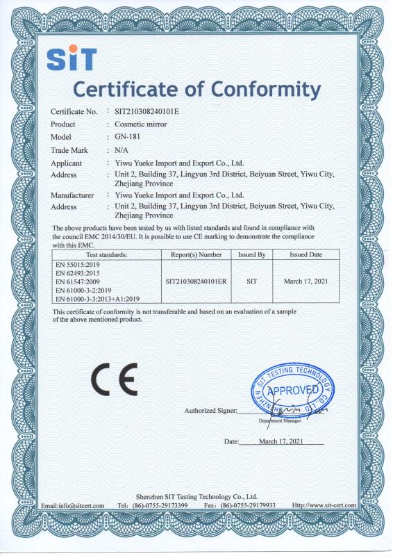 CE - Yiwu Yueke Import And Export Co., Ltd.