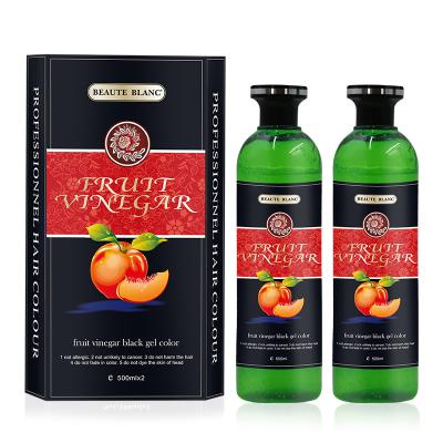 China Best Selling Easy Operation Beaute Blanc Ammonia Free Natural Fruit Extracts Vinegar Hair Dye Gel Black Color 500ml*2 for sale