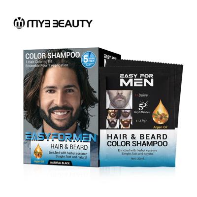 China Men Grooming Best Selling Custom Private Label Mustache and Beard Men Grooming Black Hair Beard Oil Color Dye Shampoo for sale