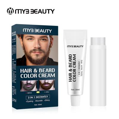 China Men Grooming MYB Factory Custom Instant Men's Care Black Brown Mustache Color Dye Shampoo Kit and Beard Hair for sale