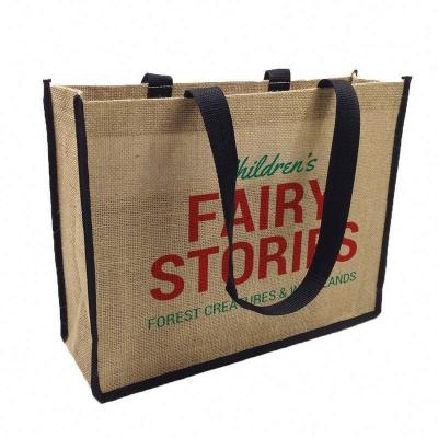 China Eco Friendly Reusable Custom Logo Natural Jute Shopping Bag Jute Bag for sale