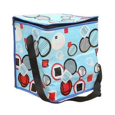 China Reusable Wholesale Eco Friendly Customized Logo Printed Zip Closure Laminated Non Woven Thermal Insulated Cooler Bag for sale