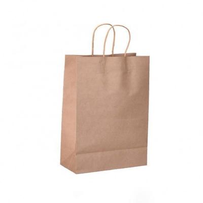 China Custom Logo Printed Brown Kraft Paper Recyclable Bags With Paper Handle Good Quality Kraft Paper Bag for sale