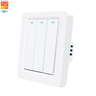 China Tuya Smart 1/2/3 System Fireproof Lamp Switch Automation ABS+PC E-starri ABS+PC Material V0 Band WiFi Wireless Remote Control Smart Switch 1/2/3 with Alexa for sale