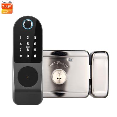 China External Smart Card Reader Tuya Security Smart Lock With WiFi APP RFID Password Open Slide Handles Digital Electronic Smart Door Lock for sale