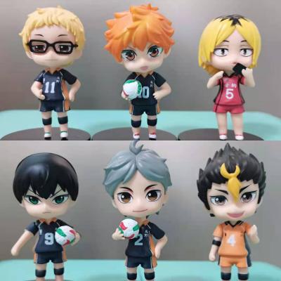 China Cartoon Toy 6 Pcs One Set Mini Plastic PVC Toys Figure Tobio Kageyama Shoyo Hinata Haikyuu Figure for sale