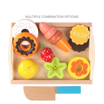 China Eco-friendly Material Kids Wooden Simulation Of Family Vegetable And Fruit Kitchen Toys Wooden Toys Bulding Block for sale