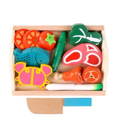 China Eco-friendly Material Children Wooden Simulation Of Bulding Educational Block Family Vegetable And Fruit Toys Wooden Toys for sale