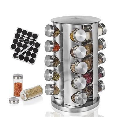 China Free Standing Shelves Chrome Spice Rack Organizer Cupboard Cabinet Kitchen Rotating Jars Rotating Display Storage Free Standing Seasoning Set for sale