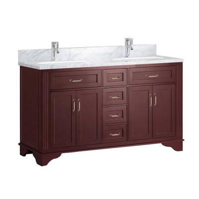 China 2 Door Double Sink Double Sink Counter Top Modern Expensive Wooden Bathroom Vanity Luxurious Antique Cabinet for sale