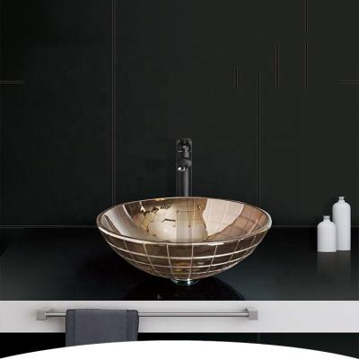 China Modern Glass Bowl Bathroom Vanity Sink Glass Bowl Brown for sale