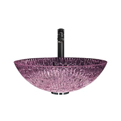 China Good Modern Bathroom Accessories Round Lavender Arts Bathroom Tempered Glass Sink for sale