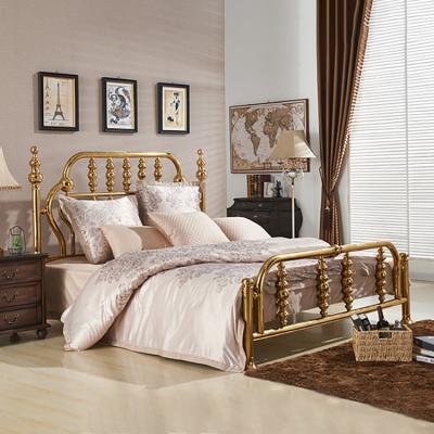 China Handmade European Brass Fashion Style Modern Minimalist Copper Art 1.5/1.8m Double Bedroom Bed for sale