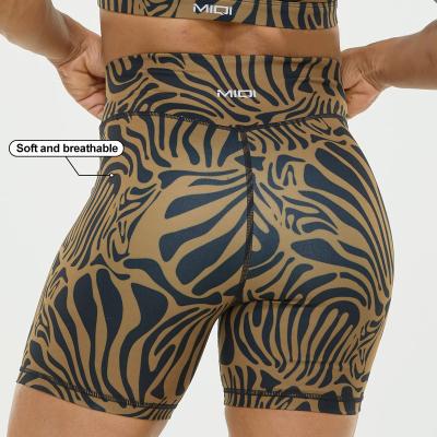 China Breathable Custom Zebra Print Comfortable Outdoor Sports Shorts High Stretch Tummy Control Fitness Yoga Shorts for sale