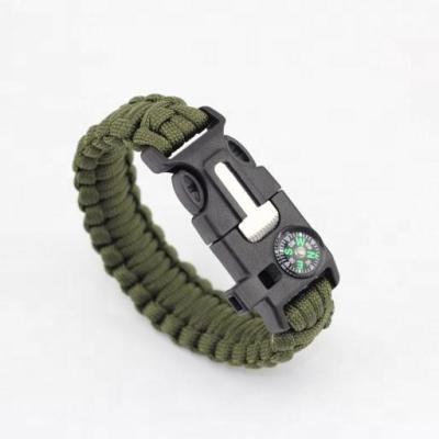 China 4mm Paracord 550 Parachute Strap Hand Band Flint Knife Tactical Survival Fire Starter Survival 550 Paracord Wholesale Custom Bracelet for sale