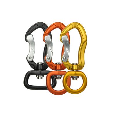 China Aluminum Carabiner Hook Keychains Dog Leash Easy Rotating Swivel Carabiner For Camping Limbing for sale