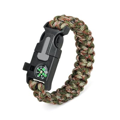 China Outdoor Survival Paracord Bracelet with Firestarter Whistling Compass - Forest for sale