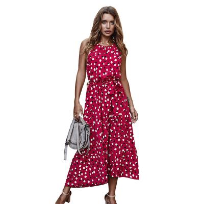 China 2022 summer polka dot holiday style anti-static swing dress original suspender casual skirt for sale