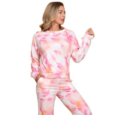 China 2021 2021 Autumn/Winter Women's QUICK DRY Warm Long Sleeve Camouflages Tie Dye Sweater Fashionable Parent-child Suits Homewear Pajamas for sale