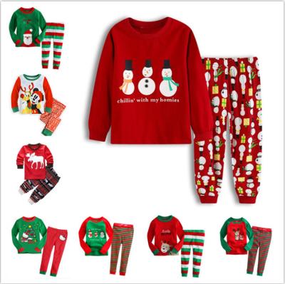 China 2021 New Children's Breathable Home Clothes Christmas Pajamas Set Children's Christmas Deer Pants Embroidered Two-piece Suit for sale