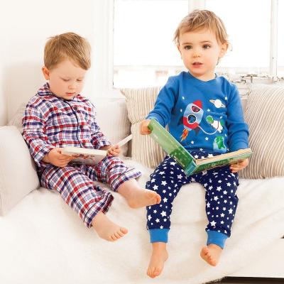 China 2021 breathable spring and autumn children's two-piece suit of small and medium children's home service long-sleeved pajamas pajamas for sale