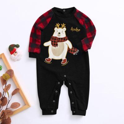 China 2020 Amazon QUICK DRY children's baby wish new parent-child home service suit Christmas bear printing plaid pajamas suit for sale