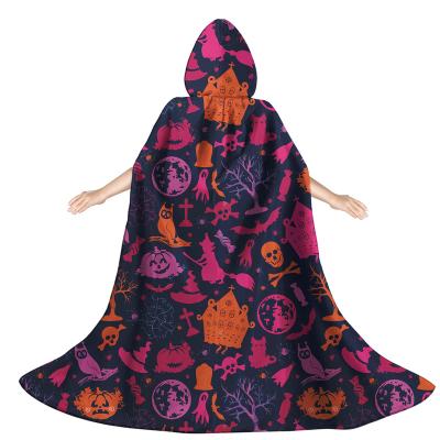 China Cosplay Cartoon Costume Halloween Cartoon Witch Pumpkin Printed Winter Coat Ultra Soft Fleece Girls Mask With Hood For Halloween Cosplay Costume for sale