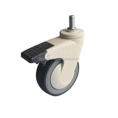 China Hospital Furniture 4/5 Inch Brake Caster Plastic Threaded Wheel / Baby Stroller for sale