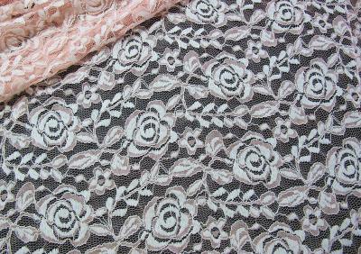 China Cotton Spandex Polyester Stretchy Lace Fabric With Mesh Knitted Flower Lace for sale