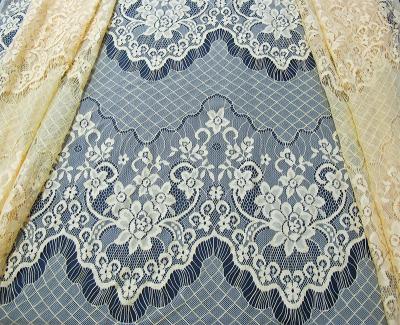 China Decorative Eyelash Nylon Lace Fabric Scalloped Yellow Polyamide for Night Dress(CY-DN0005) for sale