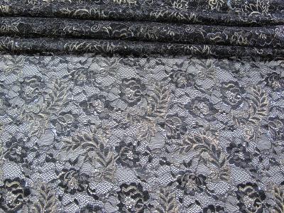 China Vintage Metallic Lace Fabric Blue , Nylon Tulle Floral Lace Fabric SYD-0002 for sale