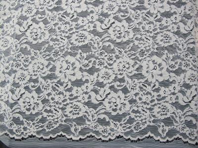 China White Bridal Corded Lace Fabric Knitted Cotton Nylon Rayon Lace For Clothing for sale